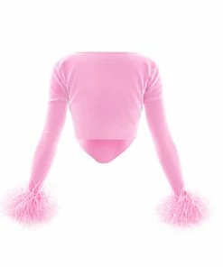 Adriana Hot Couture Hot Juicy 2.0 Velvet Fluffy Corset In Baby Pink