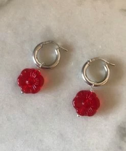 Holy Recycle Red Flowers On Valentina Hoops New Arrivals