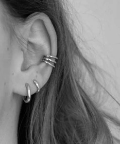 ALL THE LUCK IN THE WORLD Atlitw Silver Triple Hoop Cuffs New Arrivals