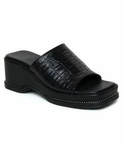 New Arrivals Dirt Black Croc-Embossed Mule