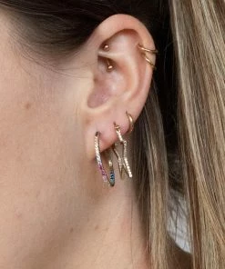 Seol + Gold Rainbow Cz Large Hoops Gold