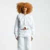 1106Airy Cropped Blingy Zip Hoodie White