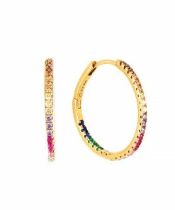 Seol + Gold Rainbow Cz Large Hoops Gold