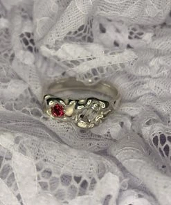 MIGLÉ New Arrivals Miglé Blobby Zirconia Ring White & Red