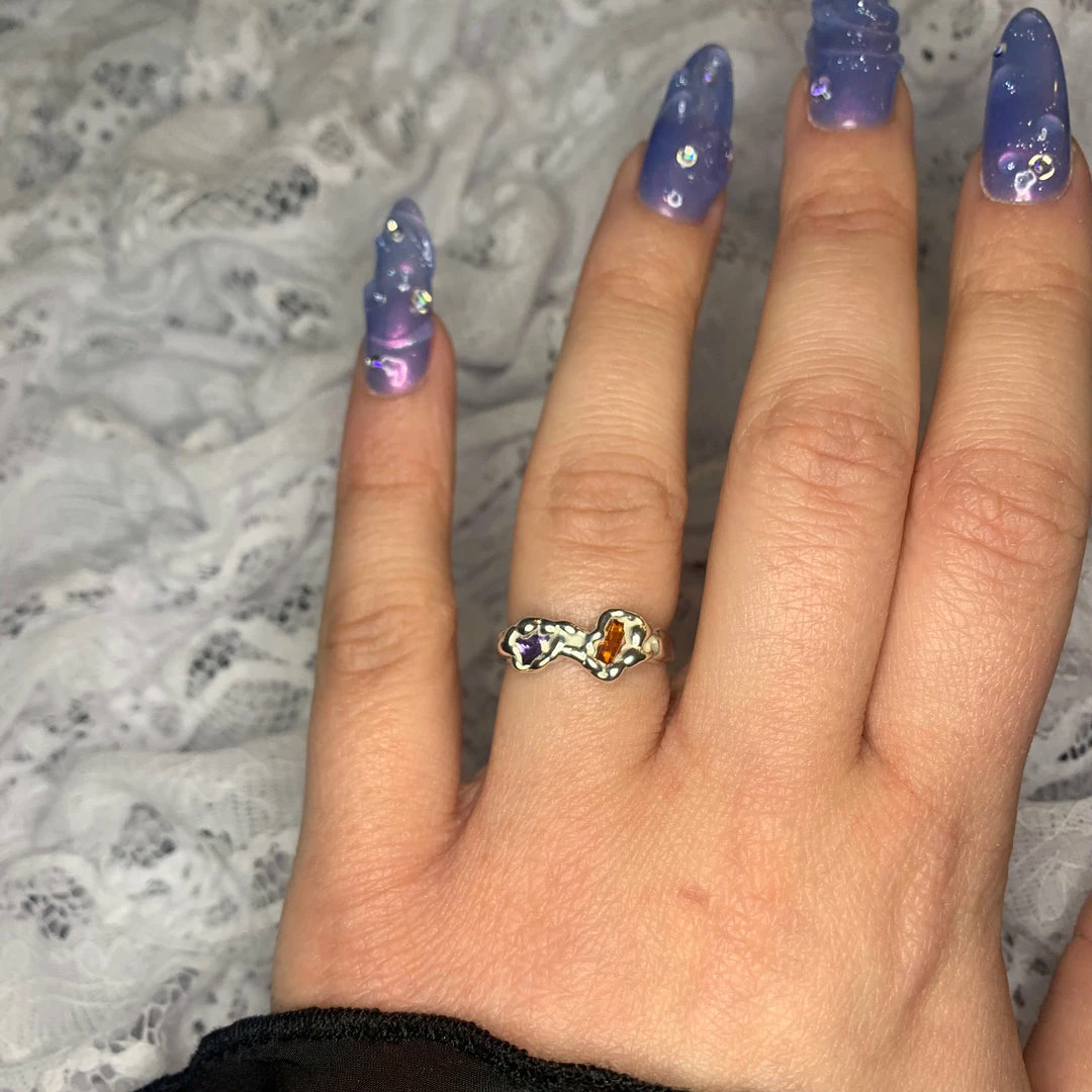 MIGLÉ Miglé Blobby Zirconia Ring Purple & Orange