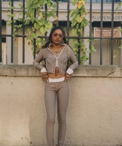 1106Airy Fairy Trackie Top Taupe New Arrivals