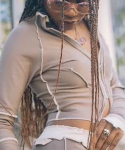 1106Airy Fairy Trackie Top Taupe New Arrivals