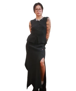 Samuday Charcoal Ribbed Skirt Apparel