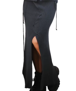 Samuday Charcoal Ribbed Skirt Apparel