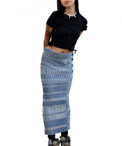 Samuday The Plated Skirt Blue New Arrivals