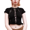 Samuday Black Crochet Top Short Sleeve Apparel