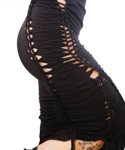 Samuday Black Crochet Midi Skirt