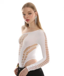 Nii Hai One Shoulder Shapewear Bodysuit White Apparel