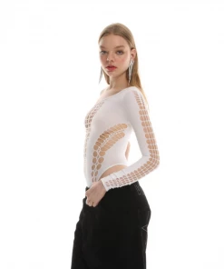 Nii Hai One Shoulder Shapewear Bodysuit White Apparel