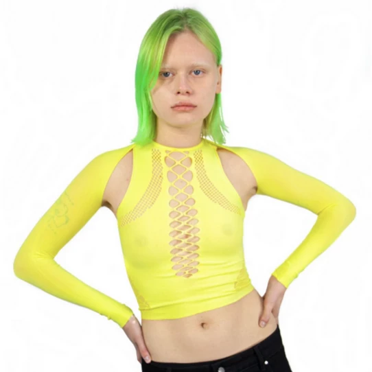 Nii Hai Stretch Top & Sleeves Yellow New Arrivals