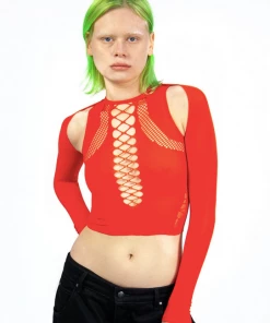 Nii Hai Stretch Top & Sleeves Red New Arrivals