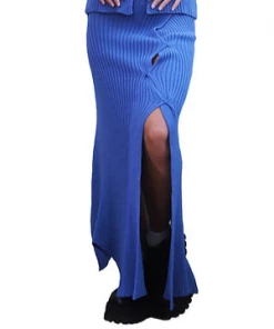 Samuday Blue Ribbed Skirt New Arrivals
