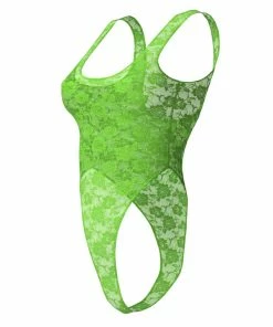 Adriana Hot Couture Rose Lace Bodysuit In Green