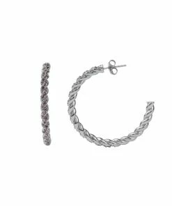 ALL THE LUCK IN THE WORLD Atlitw Aimé Silver Twisted Hoop Amethyst New Arrivals