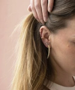 ALL THE LUCK IN THE WORLD Atlitw Aimé Gold Twisted Hoop Amethyst