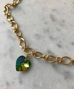 Holy Recycle Rainbow Swarovski Heart 18k Gold Plated Chunky Clara Necklace New Arrivals