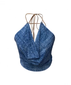 Cowboys Of Habit Denim Jersey Crop Top New Arrivals